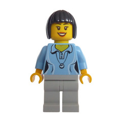 LEGO Lady with Blue Polo Shirt and Shell Necklace with Black Hair Minifigure