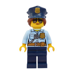 LEGO Police Woman with Hat, Hair in Bun and Sunglasses Minifigure
