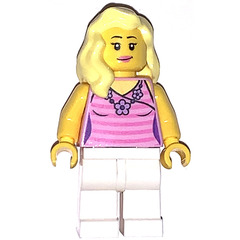 LEGO Woman with Bright Pink Striped Shirt Minifigure