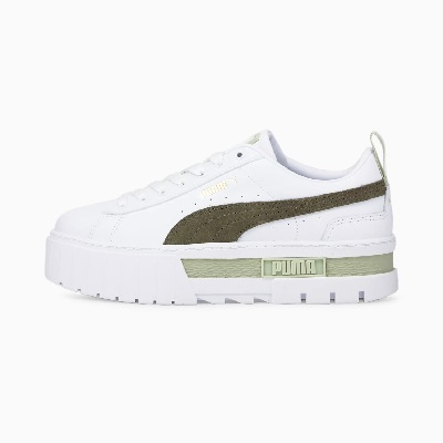 Puma - Mayze Womens Sneakers - White-Dark Green Moss