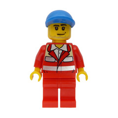 LEGO Paramedic in red uniform, blue ball cap Minifigure