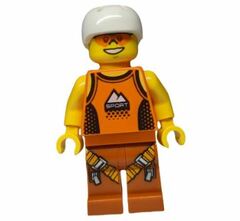 LEGO Man in Orange Tank Top and Helmet Minifigure