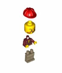 LEGO Male Dark Red Shirt with Red Helmet Minifigure