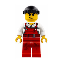 LEGO Robber with Striped Shirt and Stained Red Overalls Minifigure