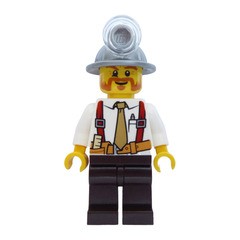 LEGO Miner with Mining Hat, Orange Beard, Suspenders, Tie, Tool Belt and Pen in Pocket Minifigure