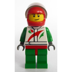LEGO Race Car Driver with raised smile and brown dimple Minifigure