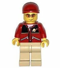 LEGO Man with Red Jacket Minifigure and Short Bill Cap