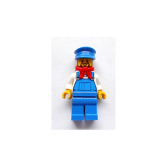 LEGO Train Driver with Overalls and Blue Cap Minifigure