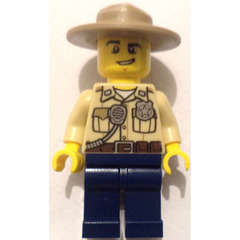 LEGO Sheriff with smirk, dark tan hat, tan uniform Minifigure