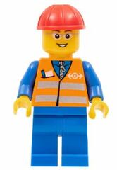 LEGO Train Worker with Orange Safety Vest and thin rim glasses 3677 Minifigure