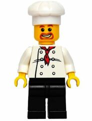 LEGO Chef with Red Scarf and 8 Buttons Vest, Brown Beard and Black Legs Minifigure