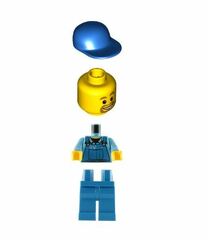 LEGO Man with Overalls with Tooling, Blue Cap and Beard around Mouth Minifigure
