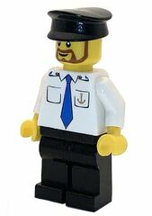 LEGO City Harbor Boat Captain with Blue Tie, Anchor Minifigure