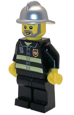 LEGO Fireman with Metallic Silver Helmet Minifigure