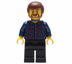LEGO Man in Dark Blue Plaid Button Shirt Minifigure