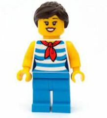 LEGO Woman in Dark Azure Striped Shirt Minifigure