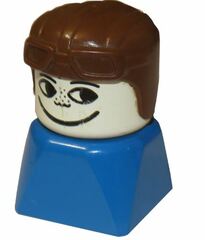 LEGO Male on Blue Base with Freckles and Brown Aviator Hat Minifigure