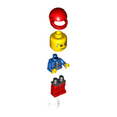LEGO Male with Blue Jacket and Orange Stripes with Red Helmet Minifigure