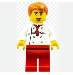 LEGO Chef, 8 Button shirt with red Tie Short Tousled Hair Minifigure
