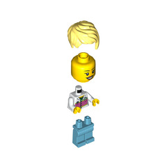 LEGO Woman with White Shirt and Pink Stripe Minifigure