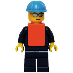 LEGO Maersk Train Worker with Safety Vest Minifigure Head with Silver Sunglasses