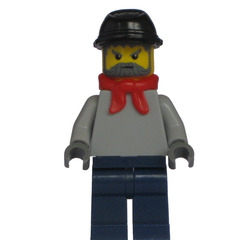 LEGO Train Driver, Dark Blue Legs, Red Scarf, Black Kepi and Stern Expression with Bushy Facial Hair (from Emerald Night) Minifigure