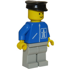 LEGO Highway worker with light gray legs and black police hat Minifigure