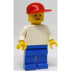 LEGO Plain White Torso, Blue Legs, Red Cap Minifigure