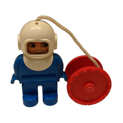LEGO Male with white helmet, rope and reel Duplo Figure Minifigure