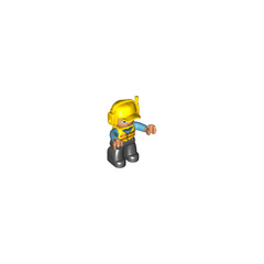 LEGO Railroad Worker with Yellow Safety Vest, Cap and Headset Duplo Figure