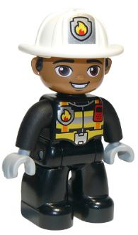 LEGO Fireman with Harness and flesh hands Duplo Figure