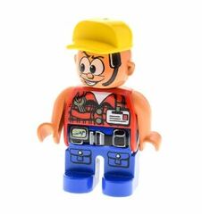LEGO Man with Blue Legs, Red Vest, Wrench Duplo Figure