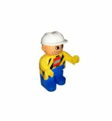 LEGO Duplo Construction Worker with Black Striped Yellow Vest and LEGO Logo Duplo Figure