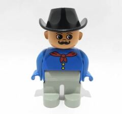 LEGO Man with black cowboy hat Duplo Figure