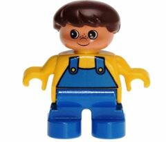 LEGO Boy with blue legs and yellow top with blue overall Duplo Figure