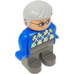 LEGO Male with Blue Argyle Sweater and Gray Hair Duplo Figure