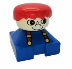 LEGO Blue 2xw2 Duplo Base Figure - Suspenders, Red Hair, White Head Duplo Figure