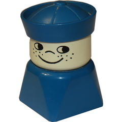 LEGO Male on Blue Base, Blue Sailor Hat, Freckles Duplo Figure