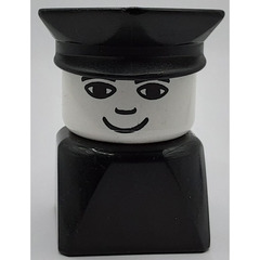 LEGO Policeman with Police Hat Black, Wide Smile Print Duplo Figure