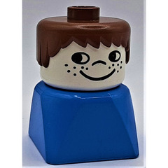 LEGO Male on Blue Base with Brown Hair and Freckles Duplo Figure