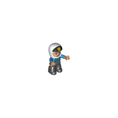 LEGO Policeman with Dark Azure Top and White Helmet with Black Front and Yellow Badge Duplo Figure