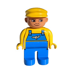 LEGO Man with Yellow Top with Blue Overalls Duplo Figure