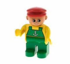 LEGO Man with Red Cap and Green Overalls with Anchor Duplo Figure