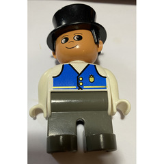 LEGO Man with White Top with Blue Vest with Pocket Duplo Figure