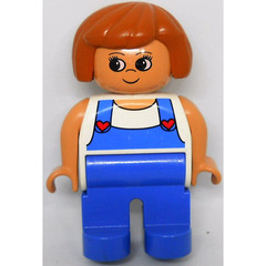 LEGO Woman with blue overall with hearts Duplo Figure