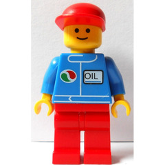 LEGO Octan Worker Red Legs and Long Bill Cap Minifigure