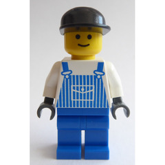 LEGO Worker in Striped Overalls Minifigure