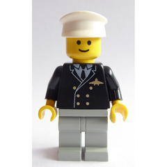 LEGO Pilot with Light Gray Legs and White Hat Minifigure