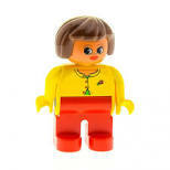 LEGO Woman with Yellow Blouse and Brown Hair Duplo Figure