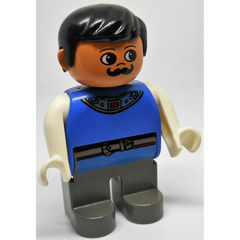 LEGO King with dark gray legs and blue top